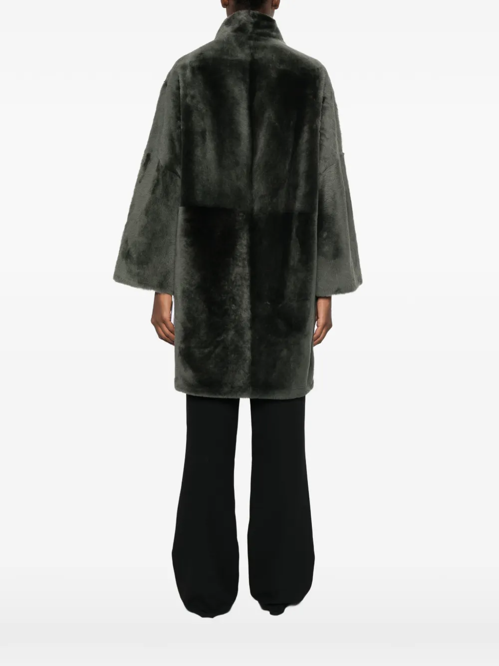 Yves Salomon Omkeerbare lammy coat Groen