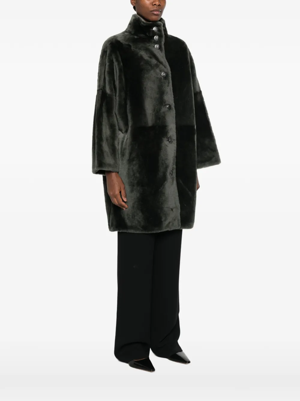Yves Salomon Omkeerbare lammy coat Groen