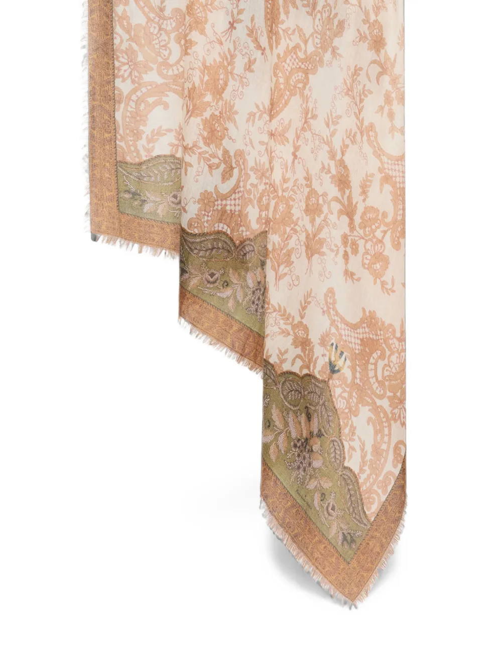 Pierre-Louis Mascia Euclidex kasjmier sjaal met paisley-print en bloemen Beige