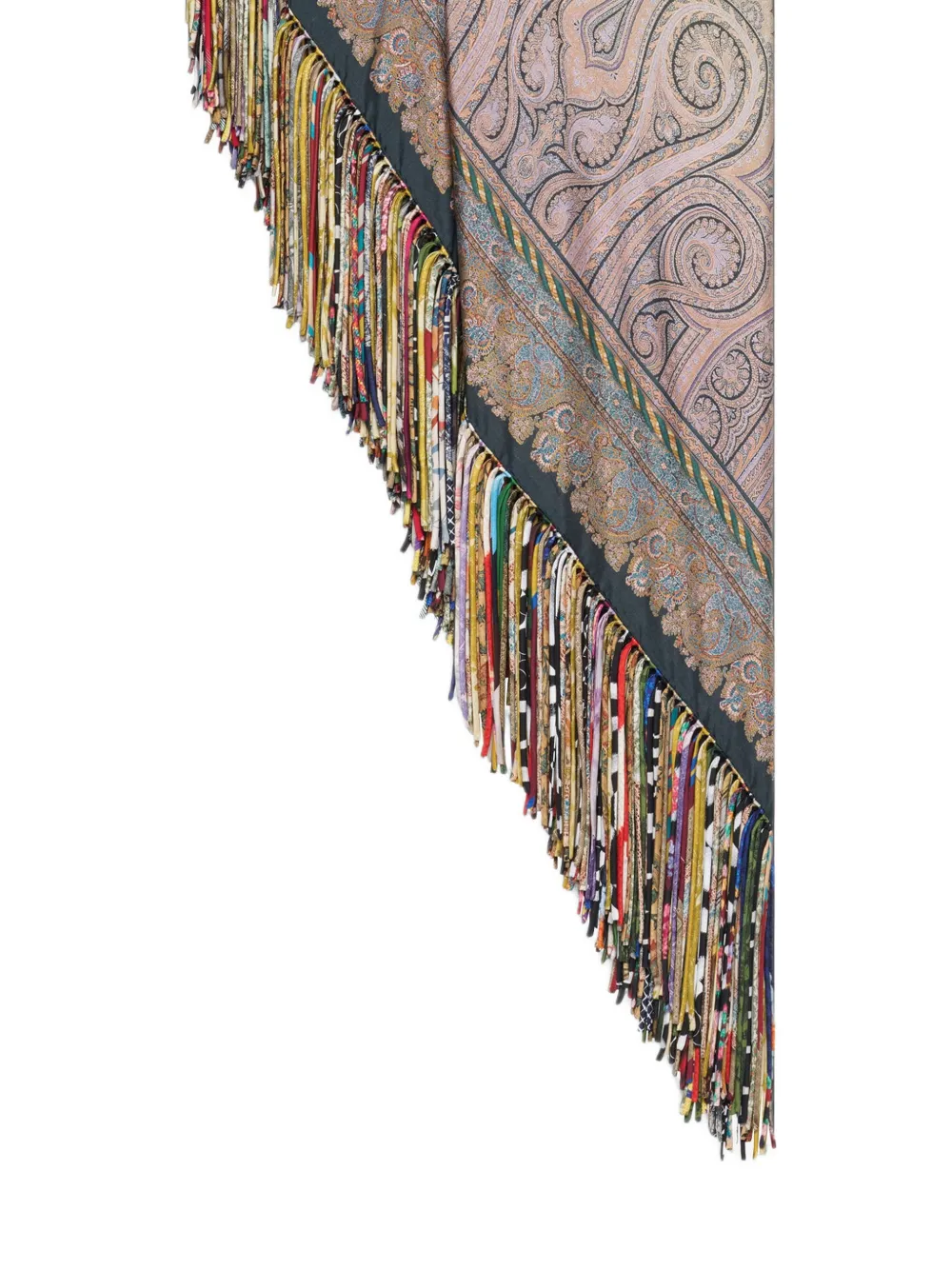 Pierre-Louis Mascia Aloeuw sjaal met paisley-patroon en franje Beige
