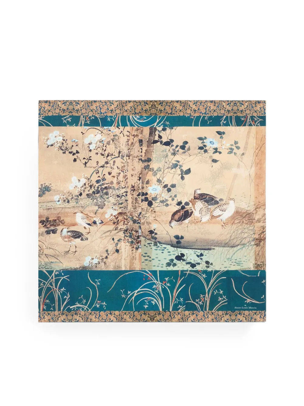 Pierre-Louis Mascia ALOEUW zijden sjaal met landschapsprint Beige