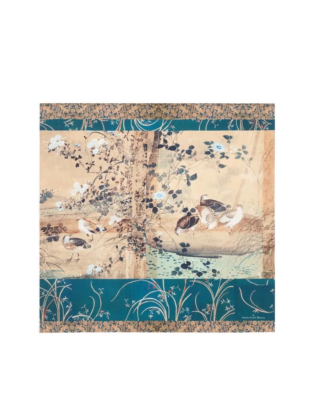 Pierre-Louis Mascia ALOEUW landscape-print silk scarf - Toni neutri