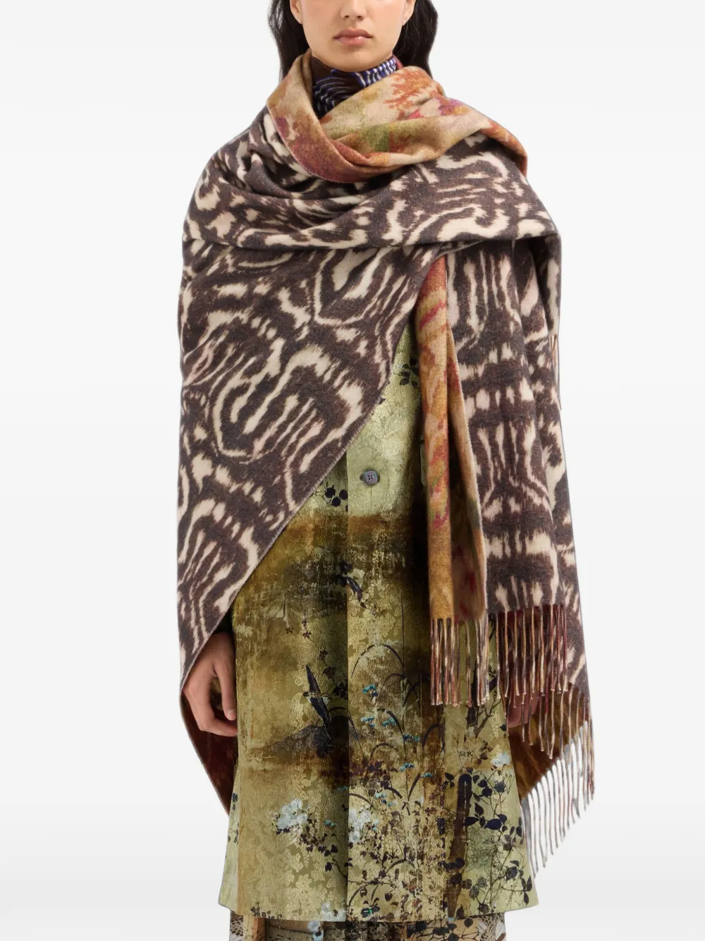 Pierre-Louis Mascia Sidney kasjmier sjaal met bloemenprint Beige