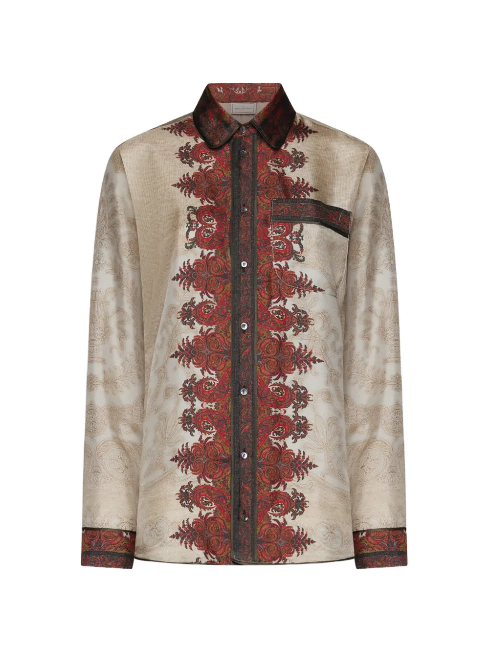 Pierre-Louis Mascia Aloe paisley-print silk shirt - Nude