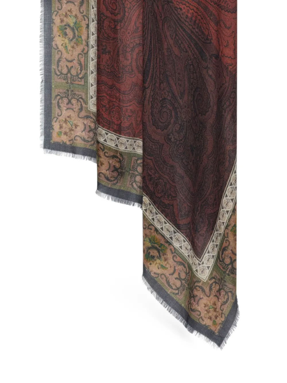 Pierre-Louis Mascia Euclidex sjaal met paisley-patroon en bloemenrand Rood