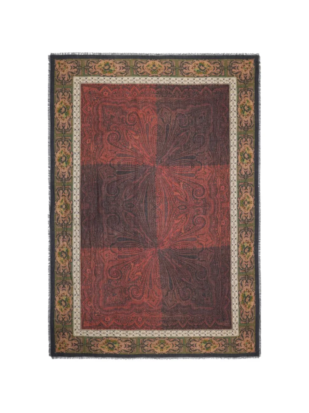 Pierre-Louis Mascia Euclidex paisley-motif floral-border scarf - Rot