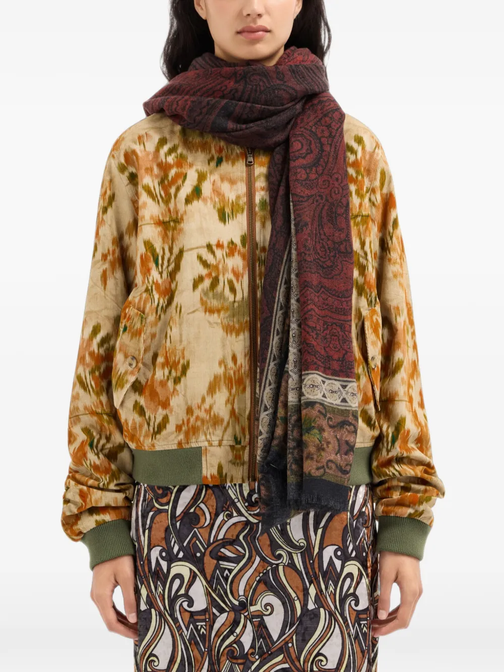 Pierre-Louis Mascia Euclidex sjaal met paisley-patroon en bloemenrand Rood