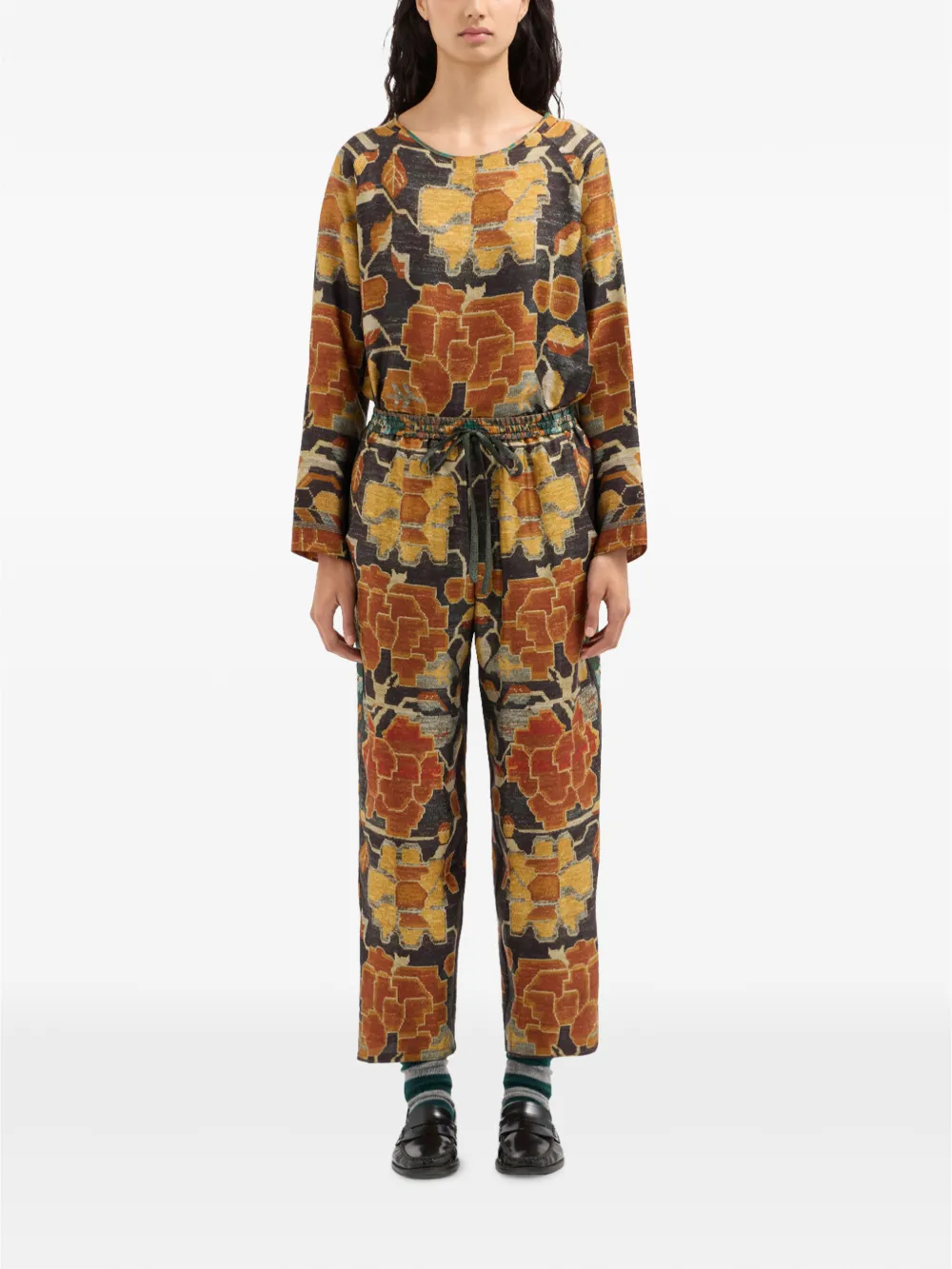 Pierre-Louis Mascia Aloe zijden broek met print Zwart