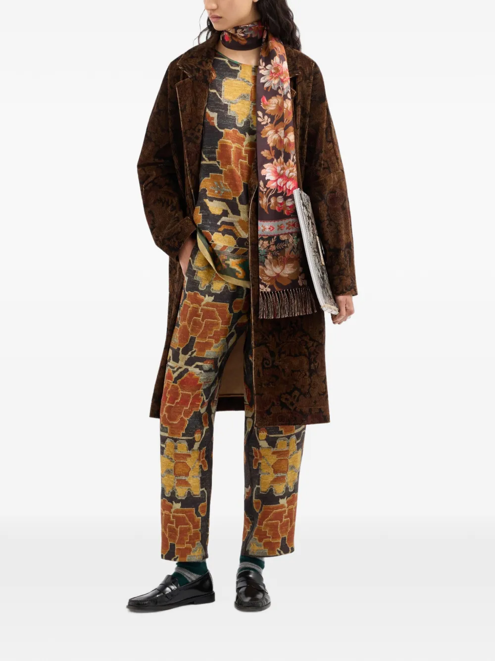 Pierre-Louis Mascia Aloe zijden broek met print Zwart