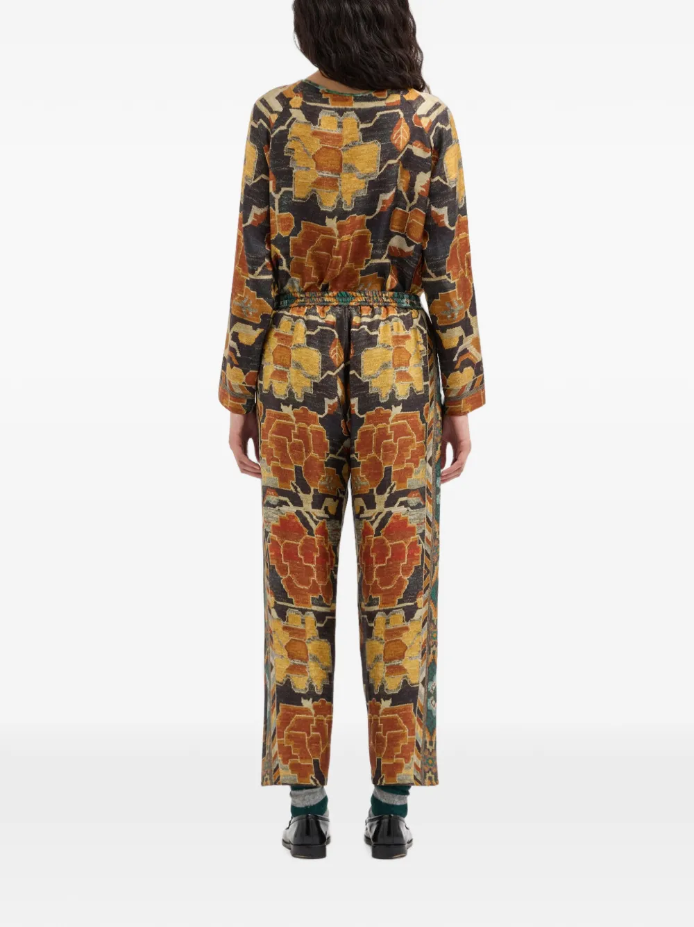 Pierre-Louis Mascia Aloe zijden broek met print Zwart