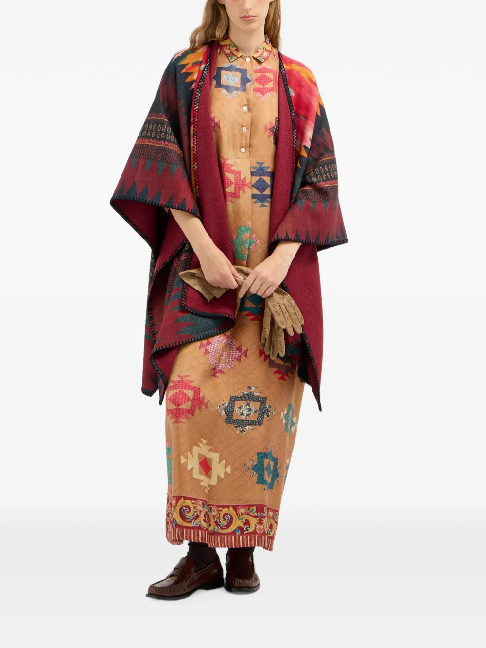 Pierre-Louis Mascia Maxi-jurk met geometrische print Beige