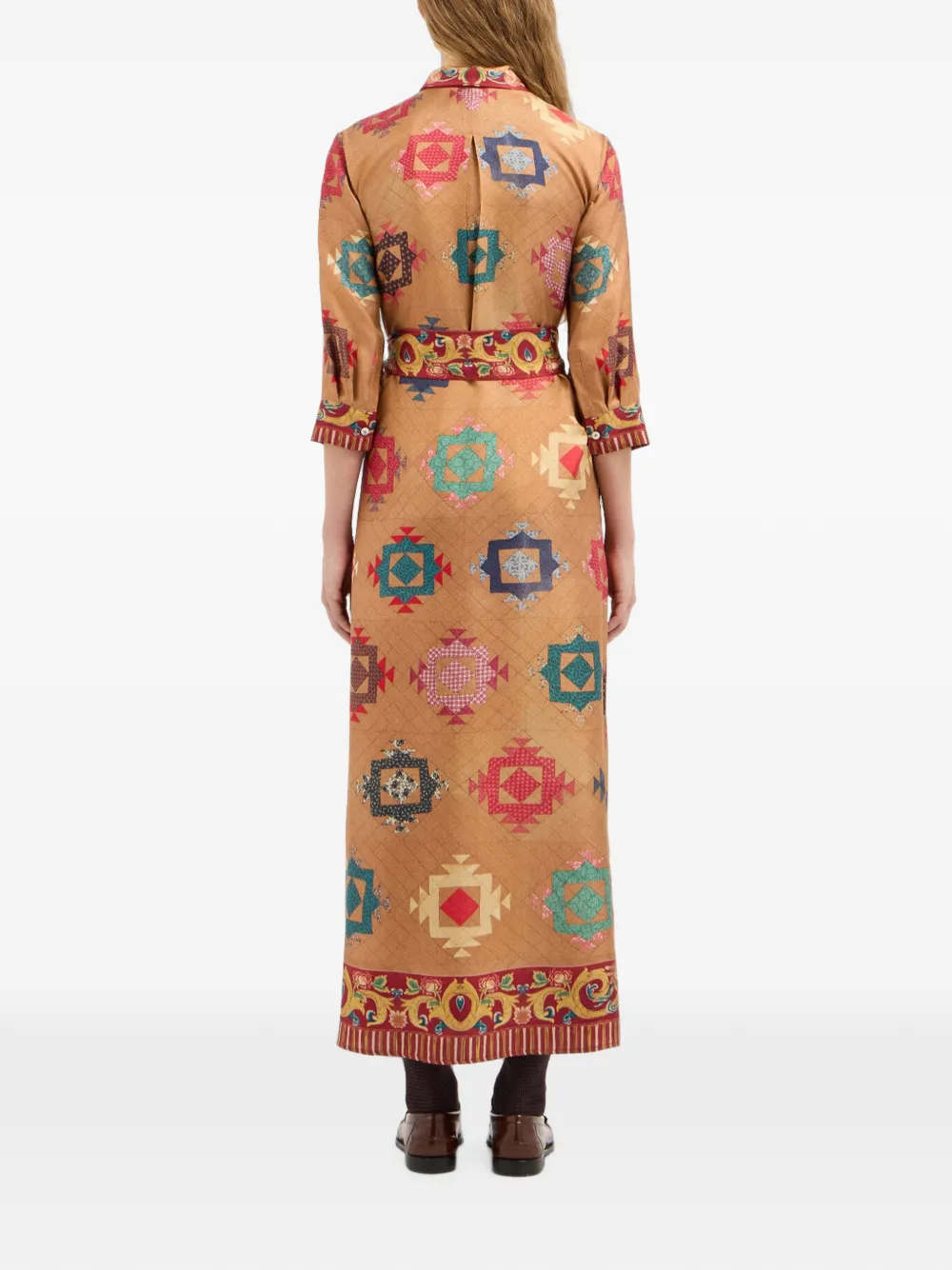 Pierre-Louis Mascia Maxi-jurk met geometrische print Beige