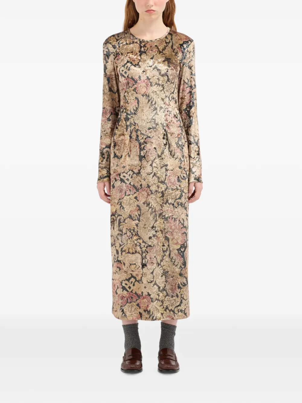 Pierre-Louis Mascia Ranat midi-jurk met bloemenprint Beige