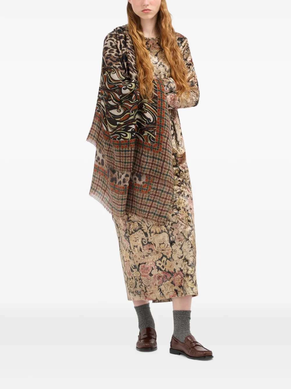 Pierre-Louis Mascia Ranat midi-jurk met bloemenprint Beige