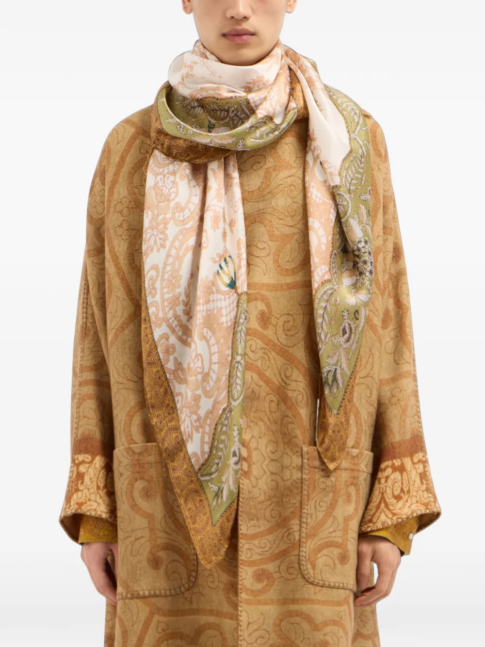 Pierre-Louis Mascia Molare sjaal met paisley-print en bloemenprint Beige