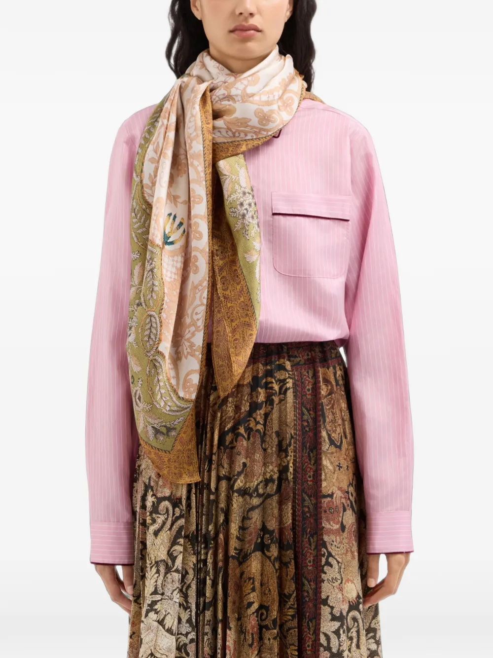 Pierre-Louis Mascia Molare sjaal met paisley-print en bloemenprint Beige