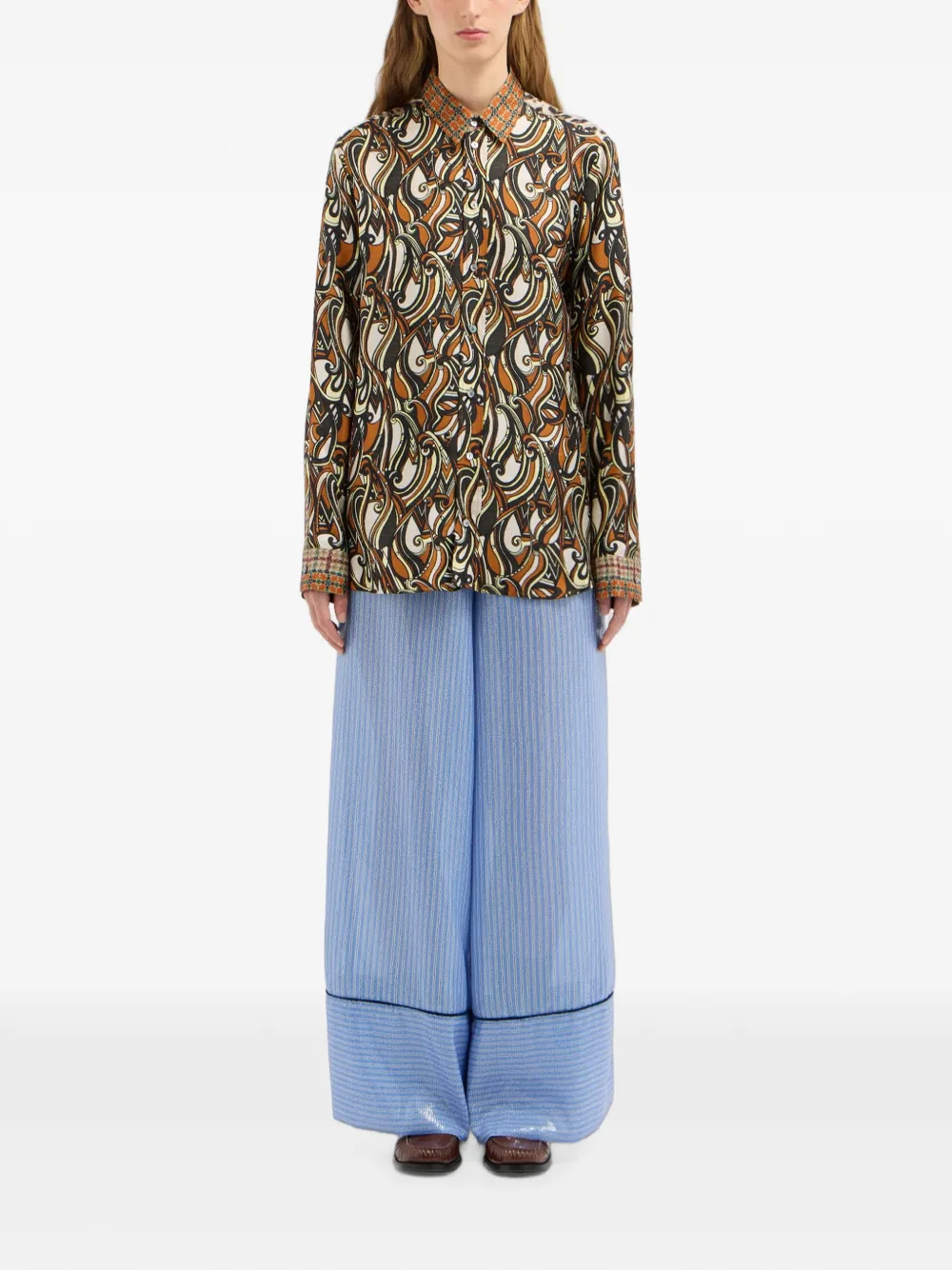 Pierre-Louis Mascia Aloe blouse met abstracte print Bruin