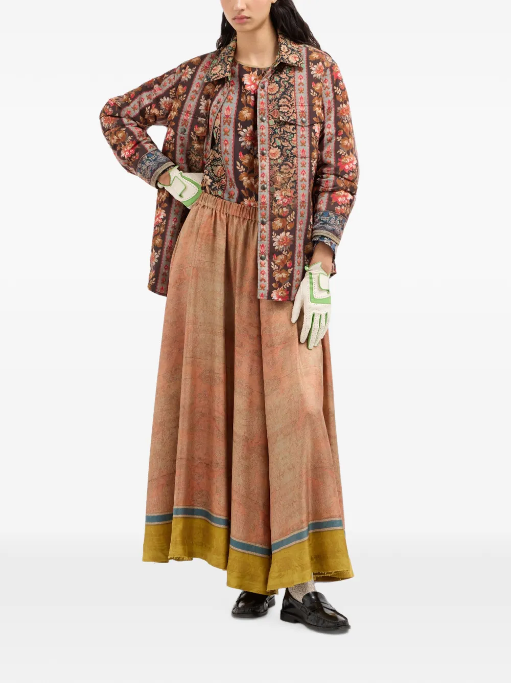 Pierre-Louis Mascia Aloe maxi-rok met A-lijn Beige