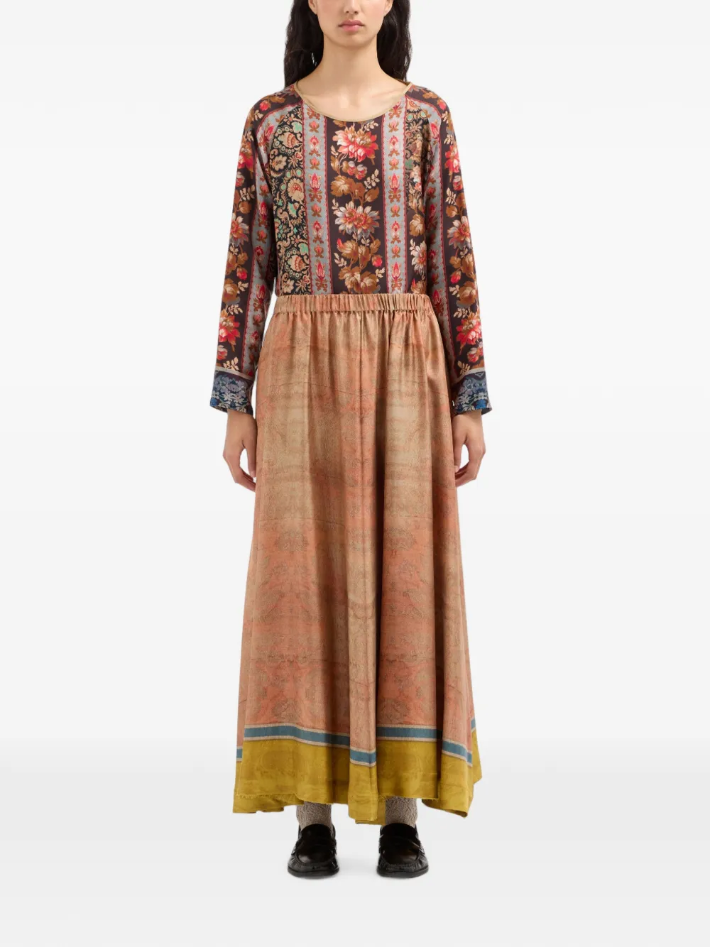 Pierre-Louis Mascia Aloe maxi-rok met A-lijn Beige