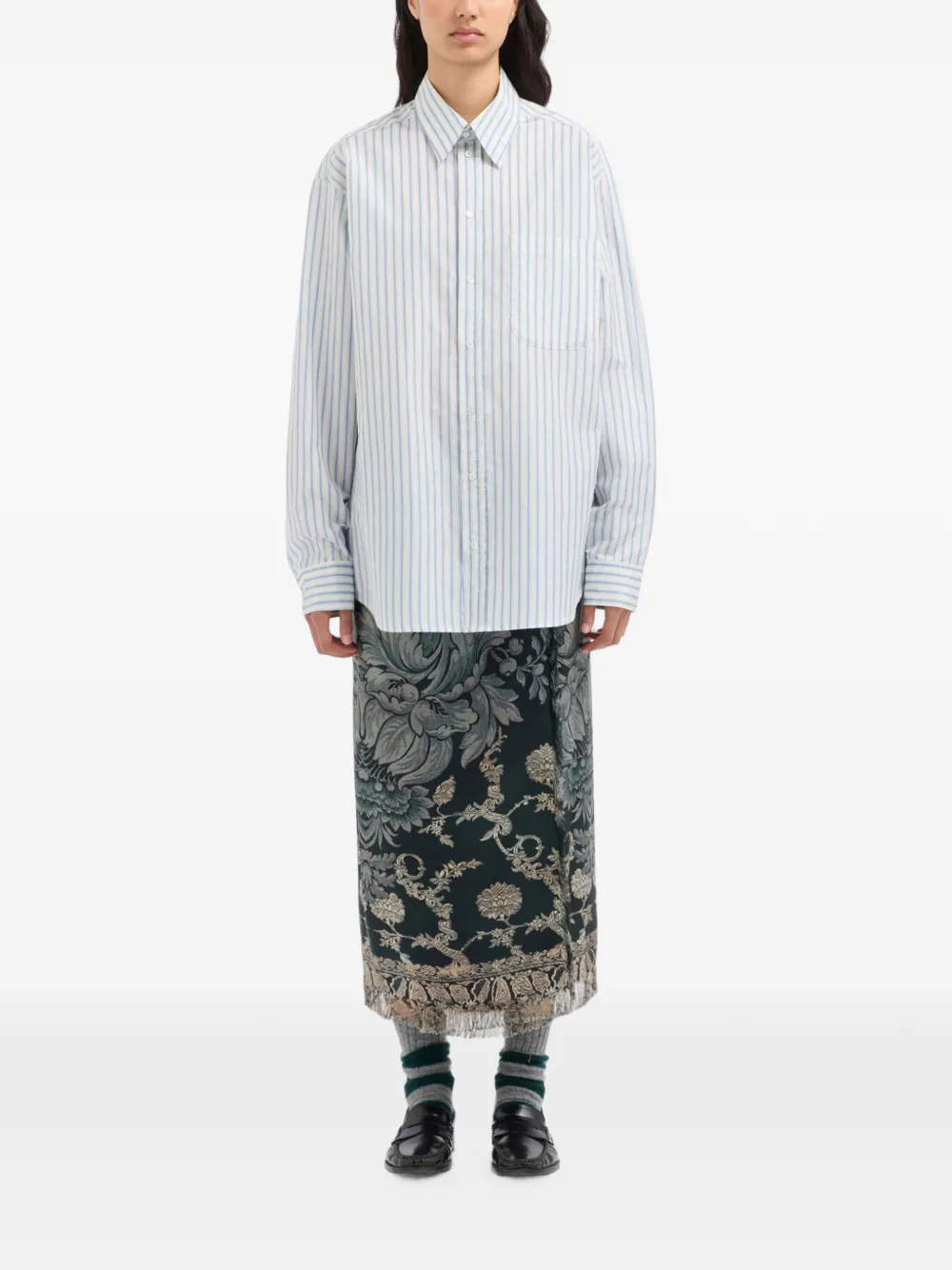 Pierre-Louis Mascia Popverig3 gestreept shirt Wit