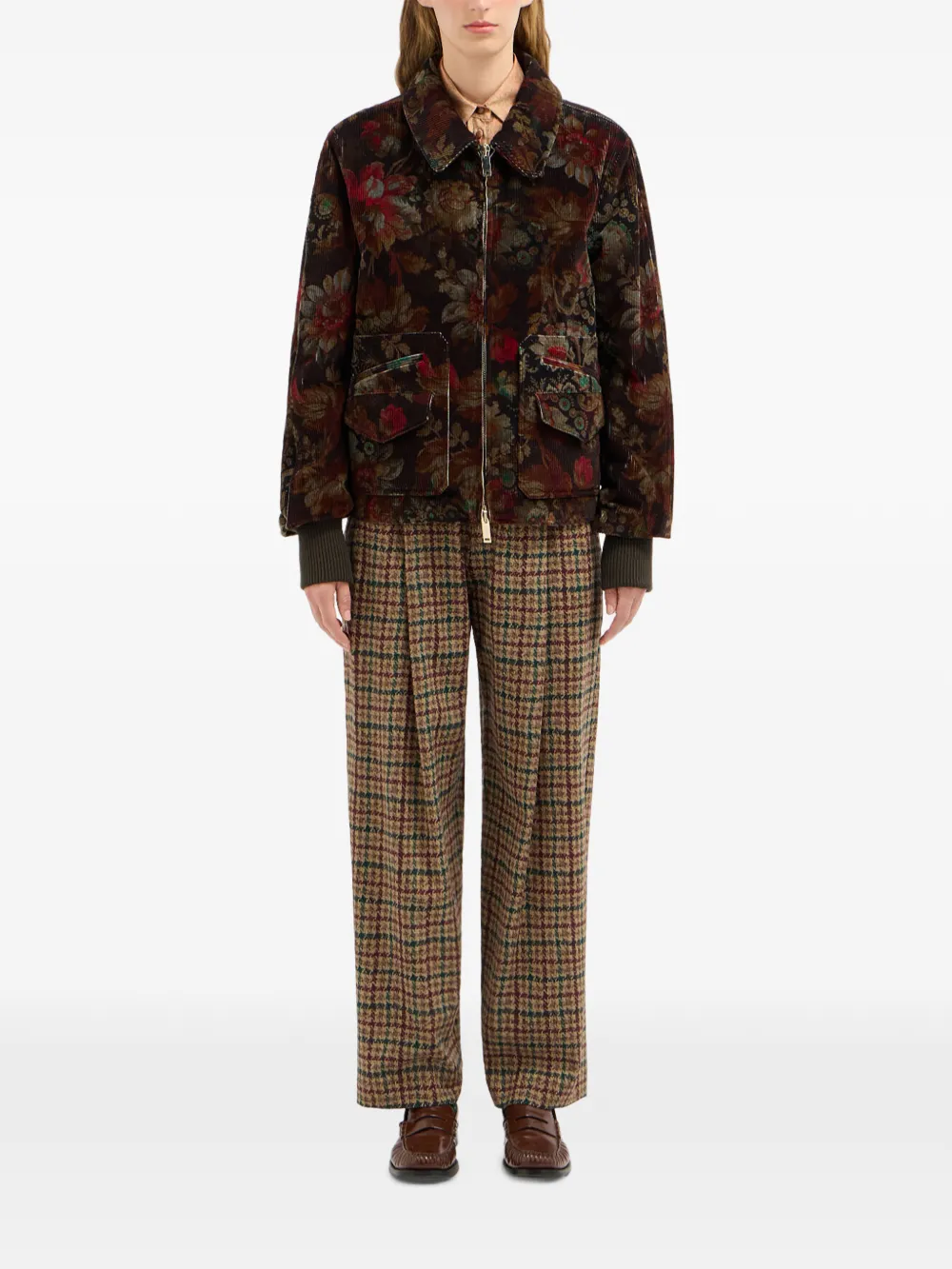 Pierre-Louis Mascia Gridox bomberjack met bloemenprint Bruin