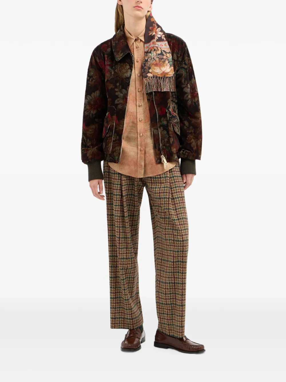 Pierre-Louis Mascia Gridox bomberjack met bloemenprint Bruin