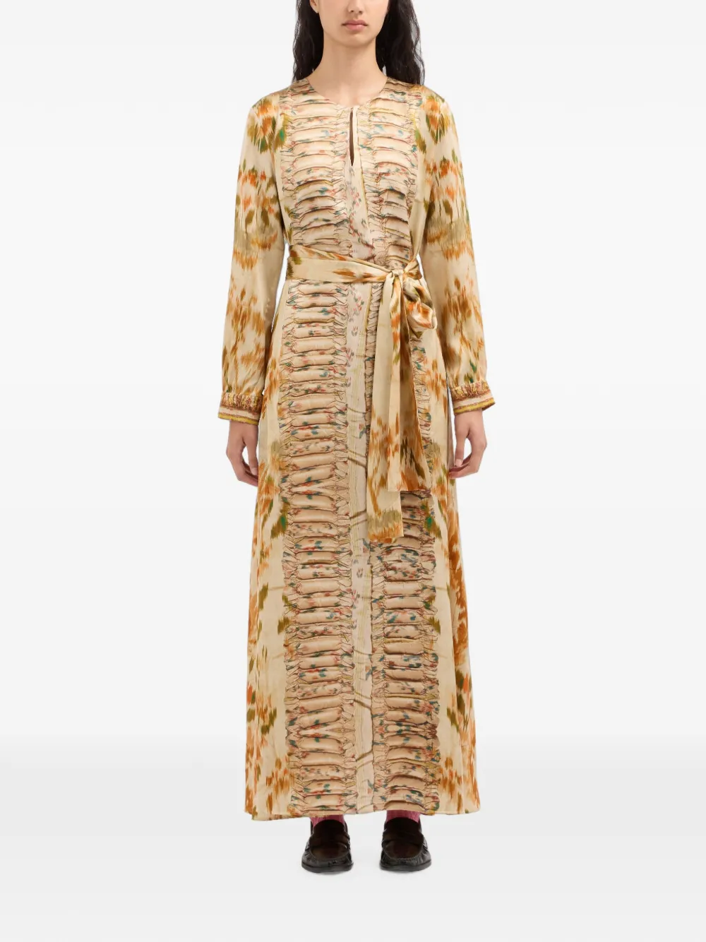 Pierre-Louis Mascia Mutka maxi-jurk met ruches Beige