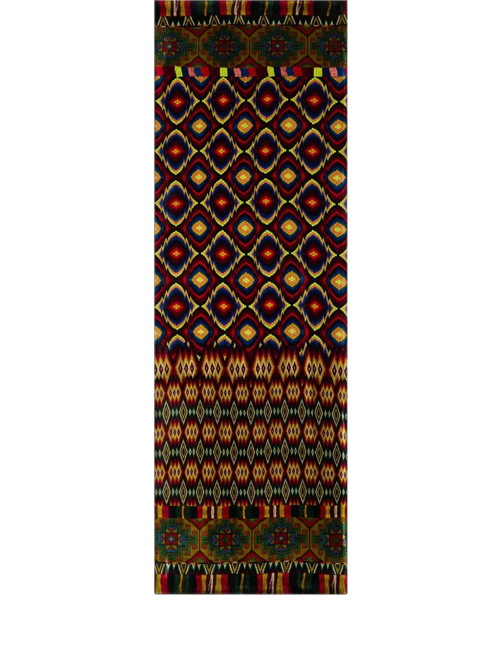 Pierre-Louis Mascia Sjaal met geometrische patchwork en franje Rood