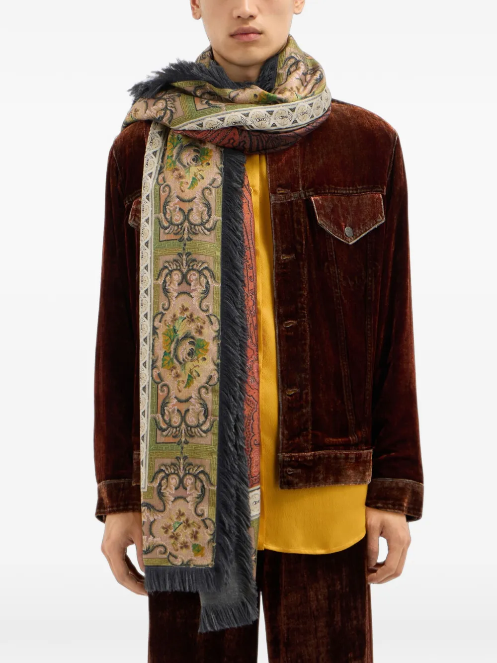 Pierre-Louis Mascia Alopie sjaal met paisley-print en franje Bruin