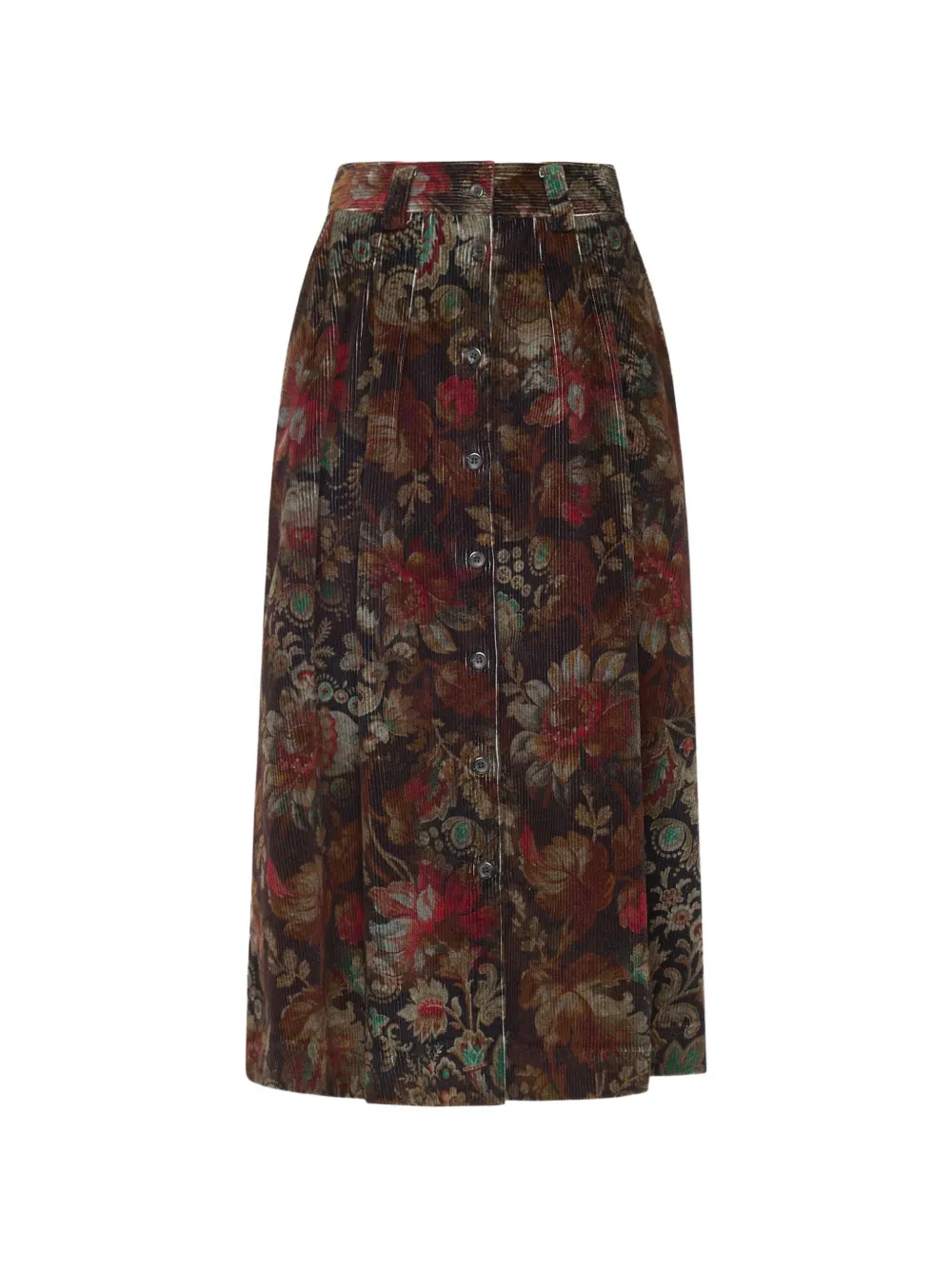 Pierre-Louis Mascia floral-print corduroy skirt - Marrone