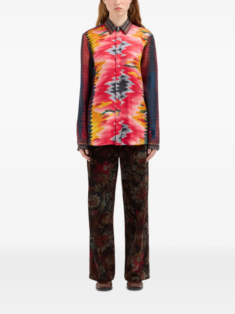 Pierre-Louis Mascia Aloe zijden blouse met geometrische print Rood