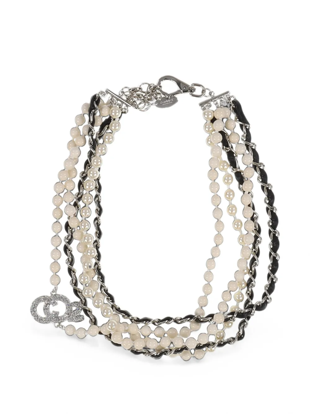 Doublet CO2 Stand Halskette mit Kristallen - Silber
