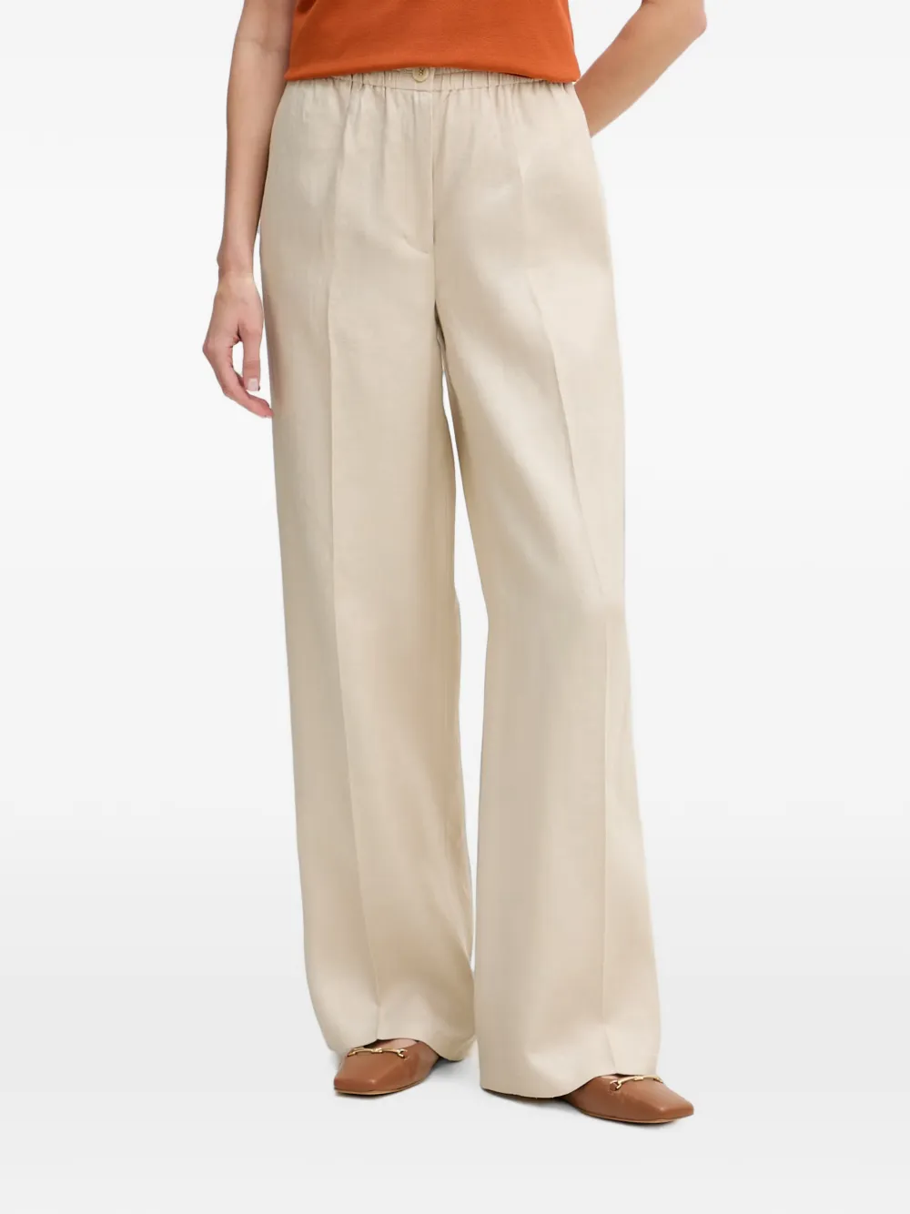 Sisley pressed-crease elasticated-waistband trousers