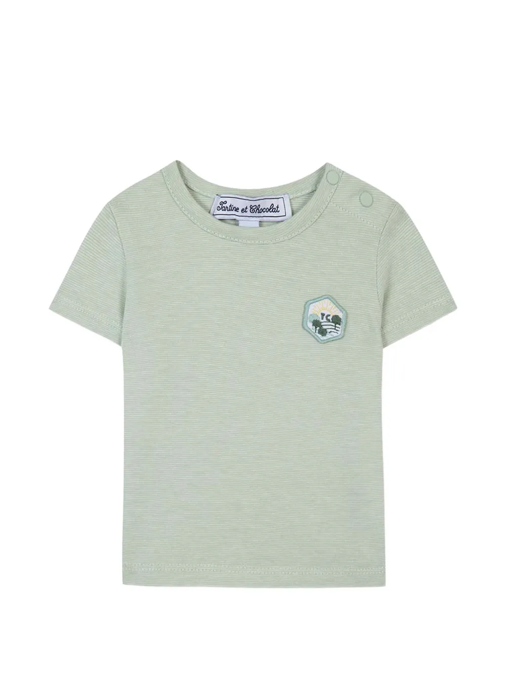 Tartine Et Chocolat Gestreiftes T-Shirt mit Logo-Patch - Grün
