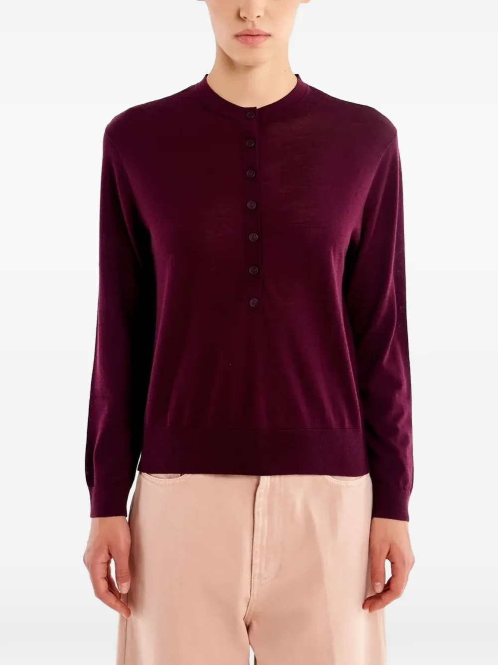 VICOLO button-up crew-neck sweater - Rosso