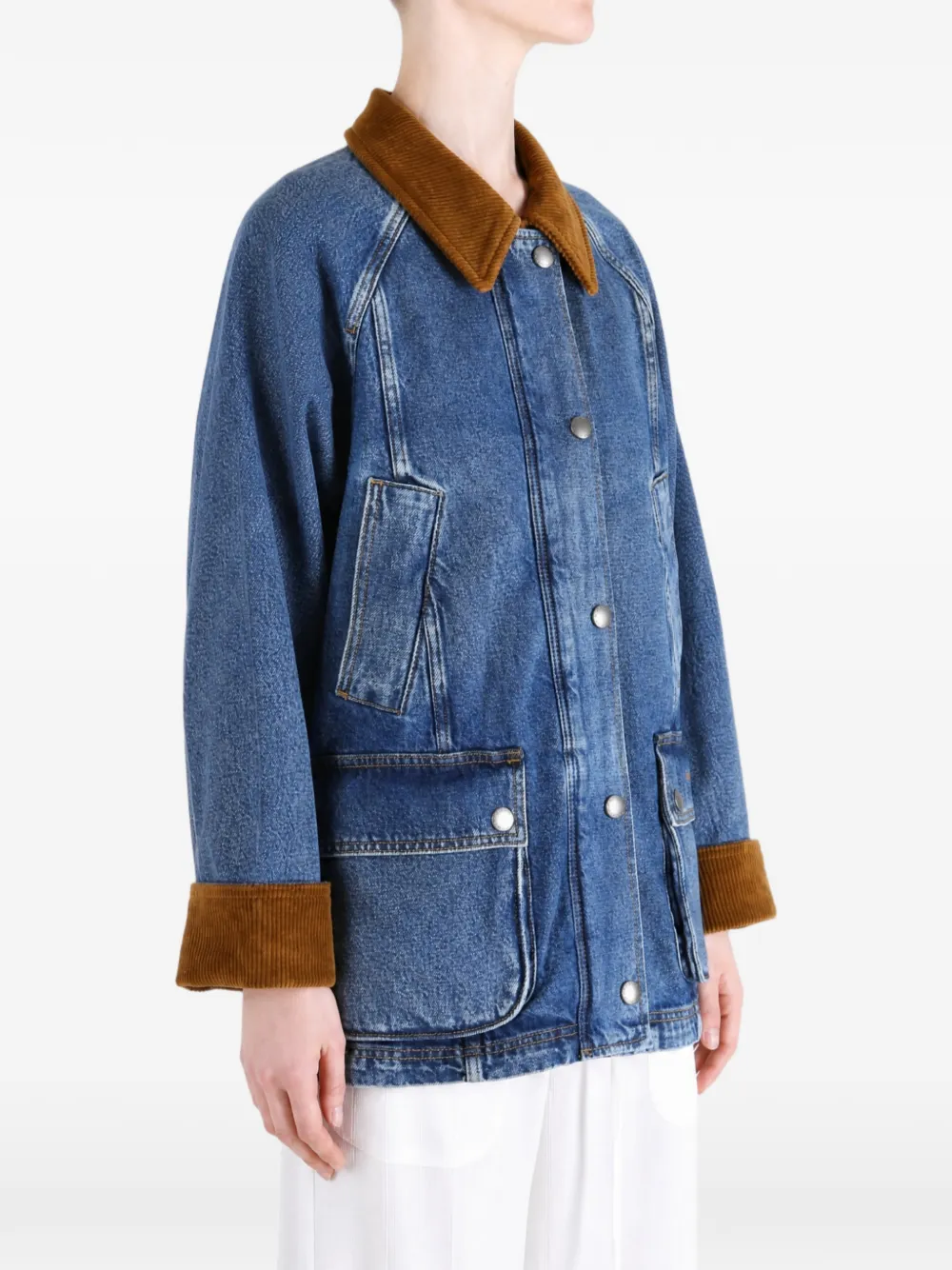 Barbour Beadnell denim jack met ribfluwelen kraag Blauw