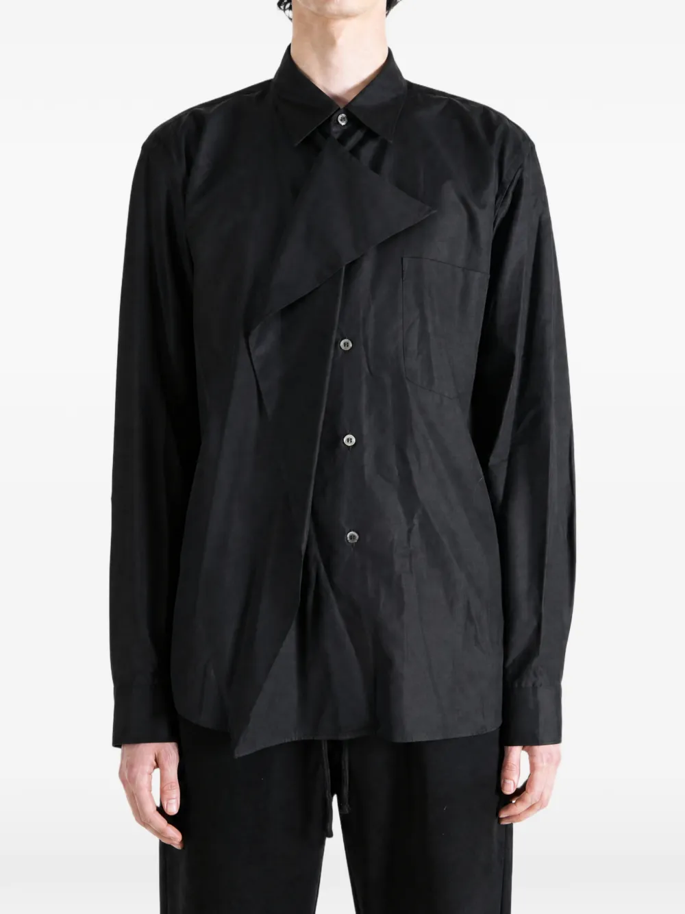Comme des Garçons Homme Plus Deconstructed asymmetrisch gedrapeerd overhemd Zwart