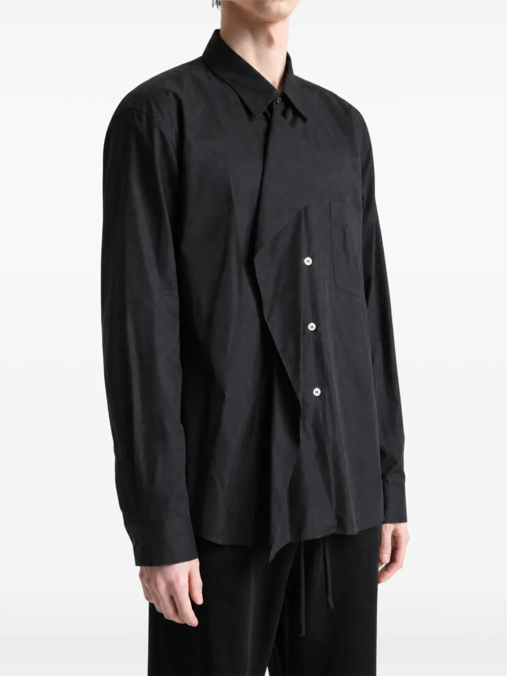 Comme des Garçons Homme Plus Deconstructed asymmetrisch gedrapeerd overhemd Zwart