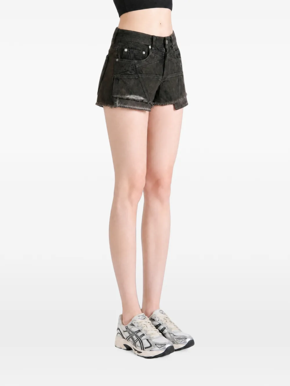 Rick Owens DRKSHDW Gerafelde denim shorts Grijs