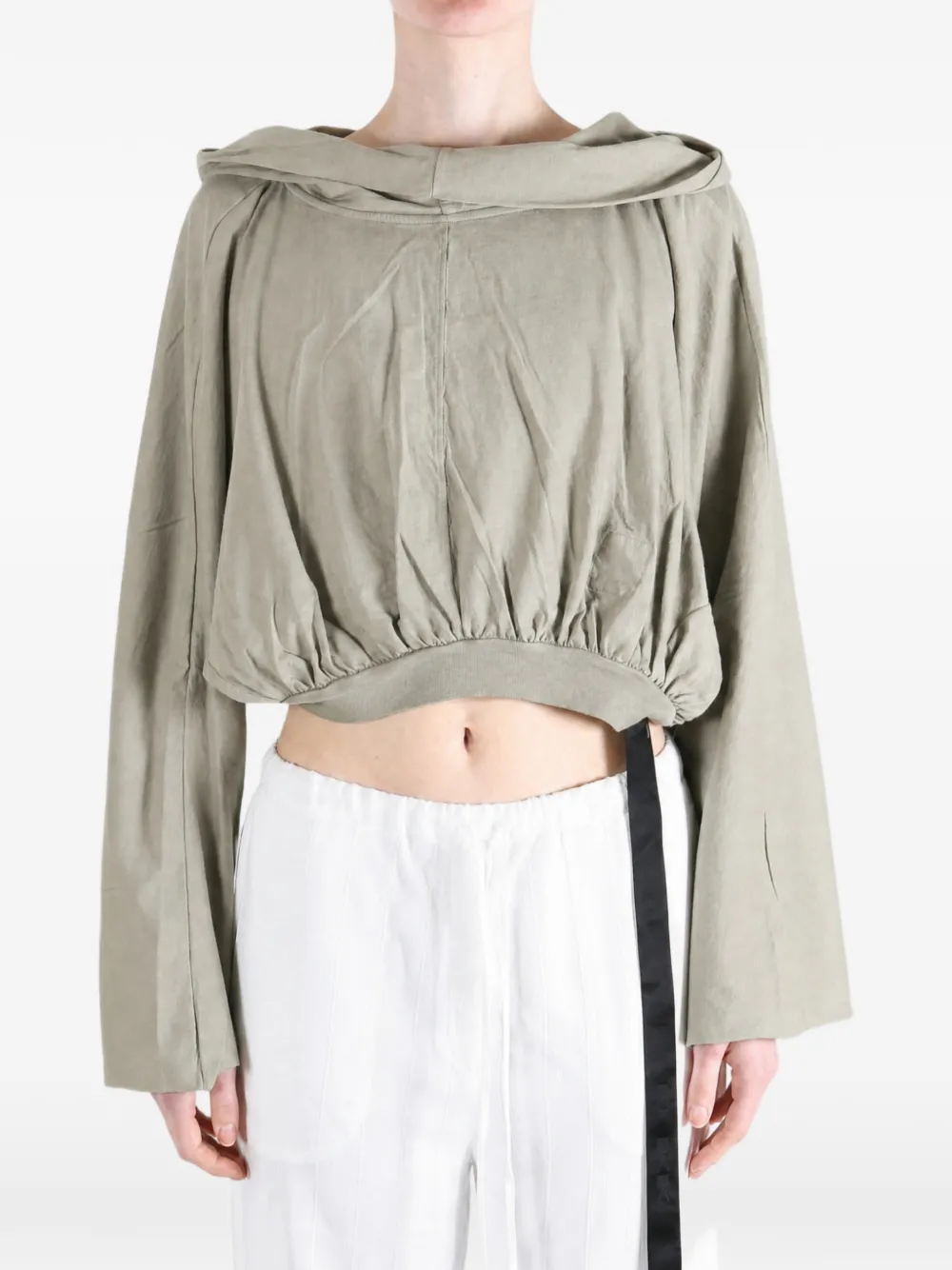 Rick Owens DRKSHDW cropped hooded hoodie - Verde
