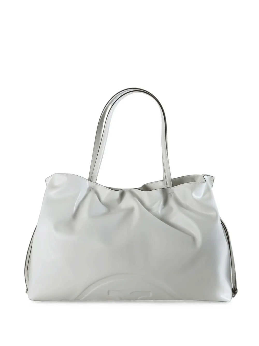 Tory Burch logo-embossed gathered tote bag - Bianco