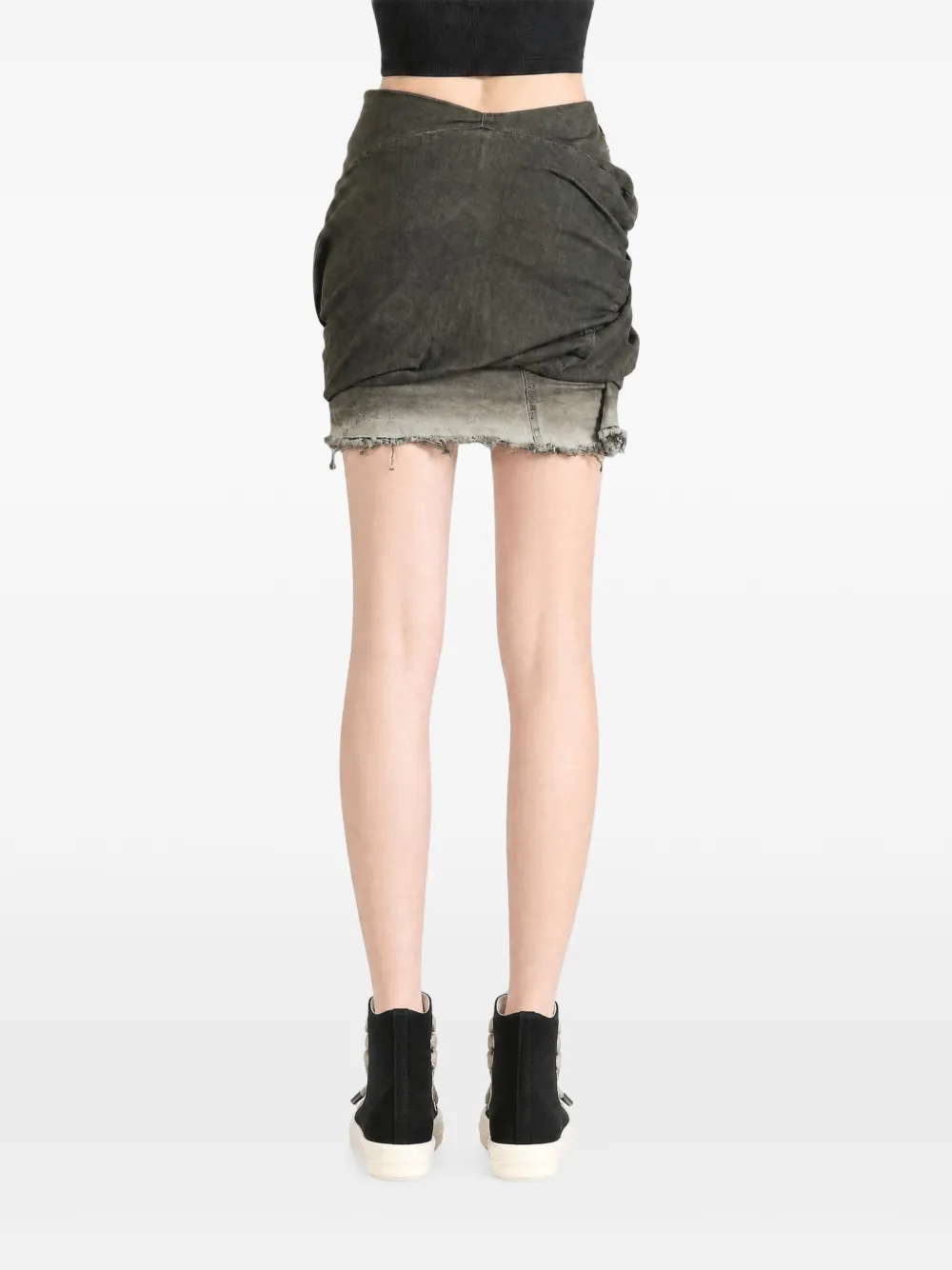 Rick Owens DRKSHDW draped frayed mini skirt Grijs