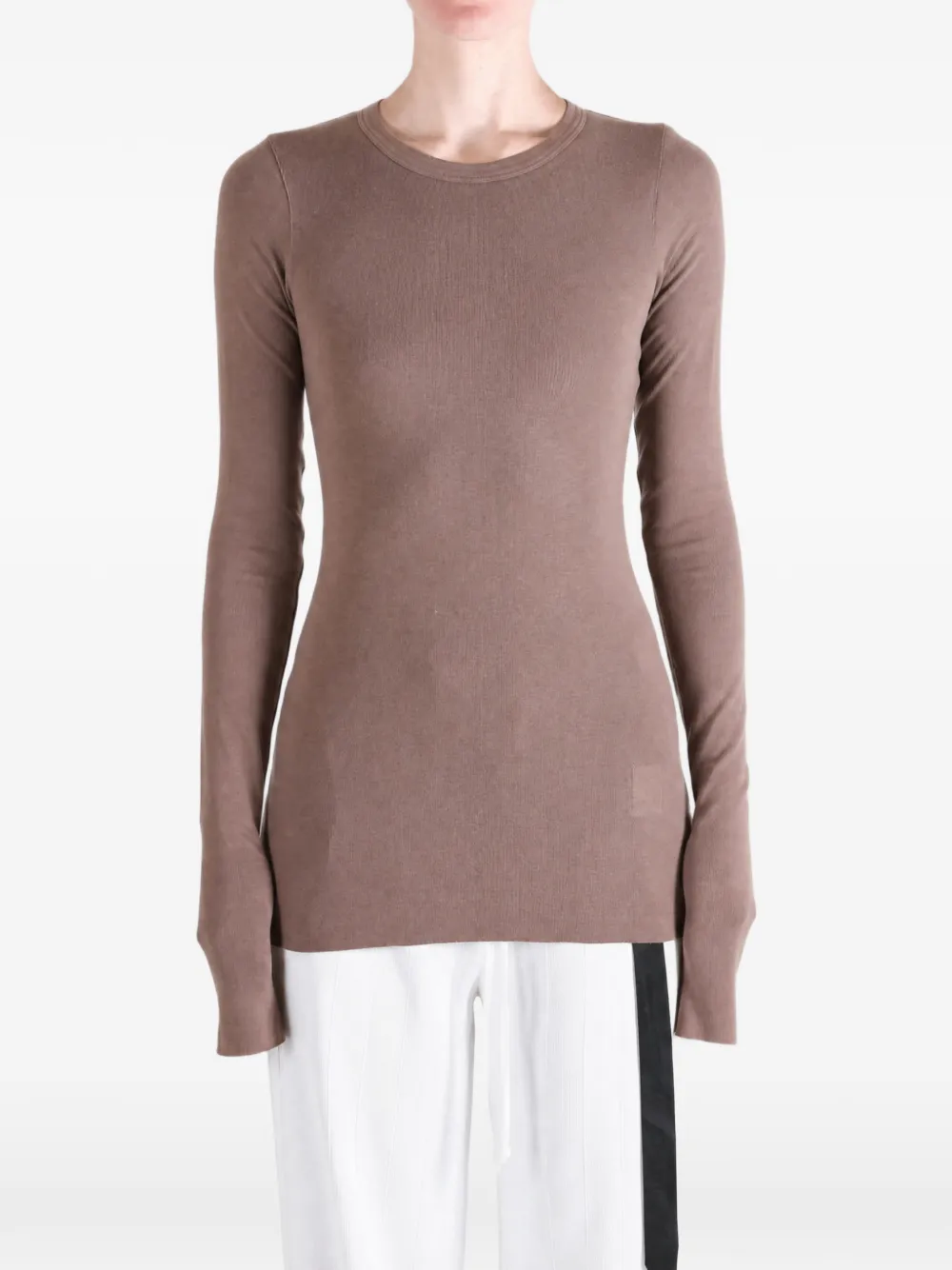 Rick Owens DRKSHDW Ribgebreid T-shirt Bruin