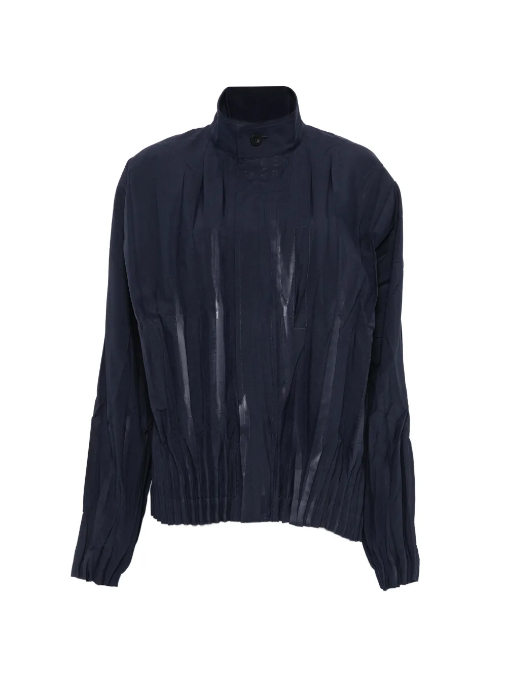 Issey Miyake Men pleated-design jacket - Blu