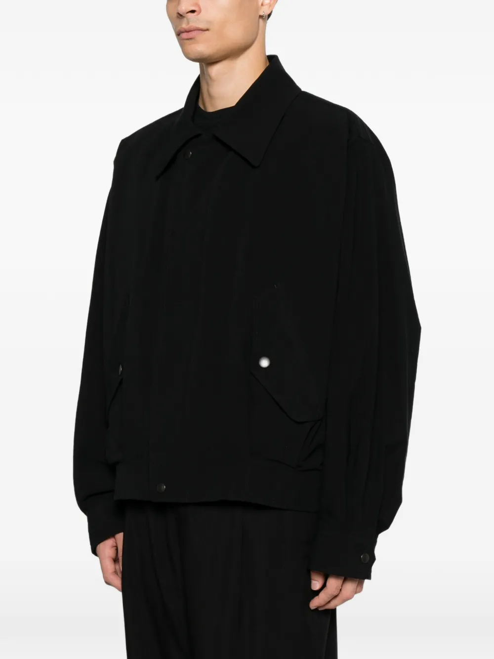 Issey Miyake Men Shirtjack met klepzak met knoopsluiting Zwart