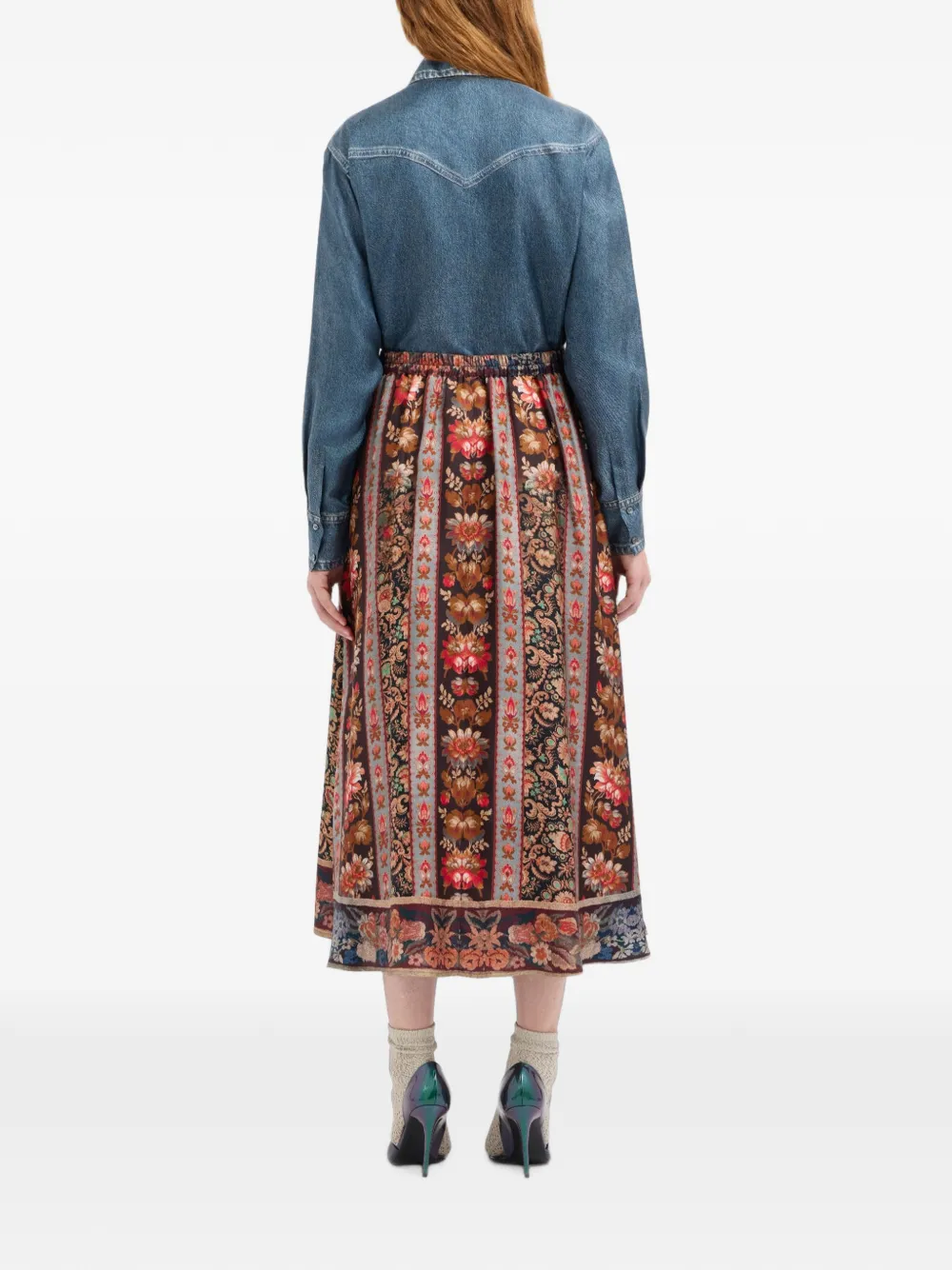 Pierre-Louis Mascia Aloe midi-rok met bloemenprint Bruin