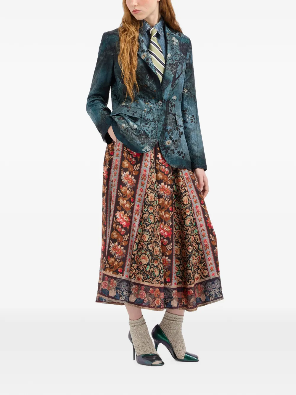 Pierre-Louis Mascia Aloe midi-rok met bloemenprint Bruin