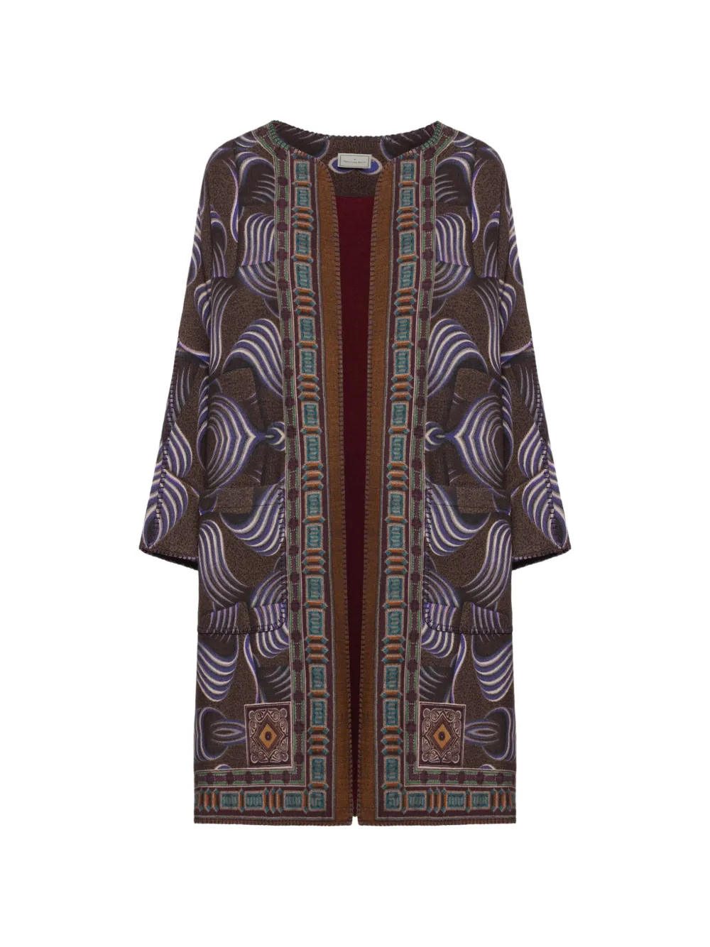 Pierre-louis Mascia Pancake Geometric-print Kimono In Brown