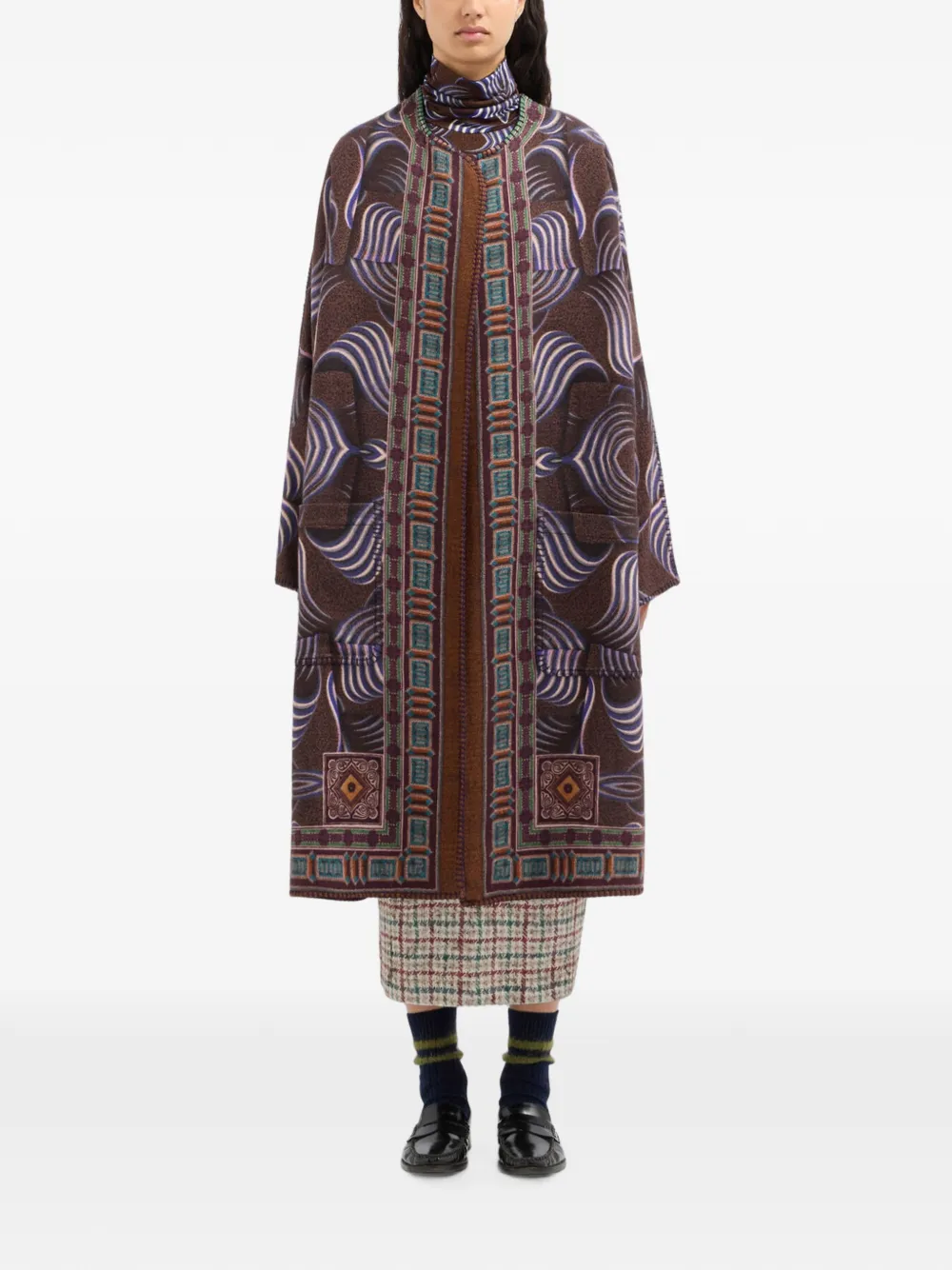 Pierre-Louis Mascia Pancake kimono met geometrische print Bruin