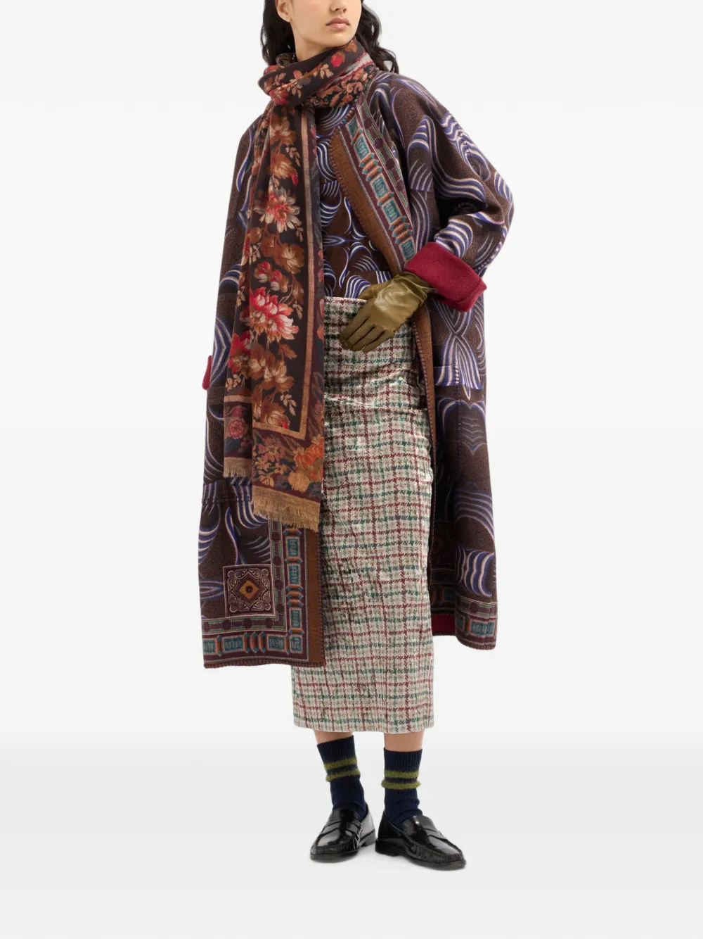 Pierre-Louis Mascia Pancake kimono met geometrische print Bruin